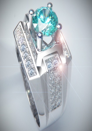 585 diamond natural italy men' ring swarovsky zirconia blue center stone md120667