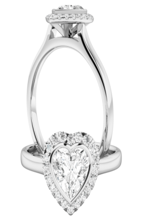 A beautiful heart shaped diamond halo cluster ring in 18ct white gold