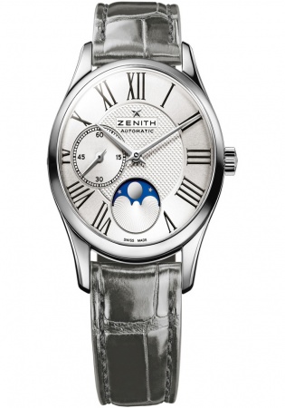 Zenith elite ultra thin moonphase automatic stainless steel women' watch