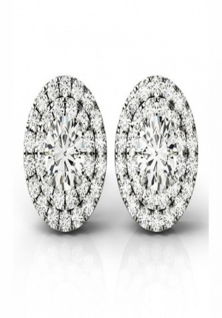 1 carat forever one moissanite & diamond double halo bridal stud earrings