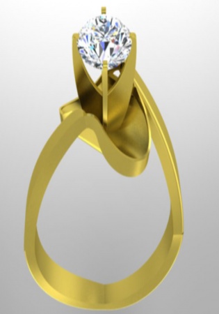 Round diamonds 14k gold solitaire women’ ring made in france