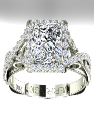Verragio parisian diamond princess halo 20k white gold engagement women' ring 