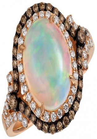Le vian chocolatier neopolitan opal and 14k strawberry gold ring