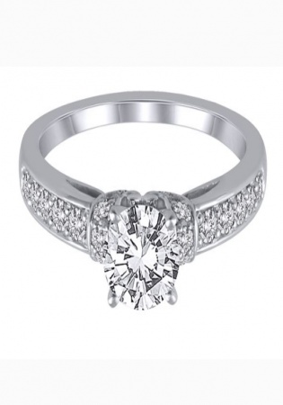 Helzberg 3/8 ct. tw. diamond semi-mount engagement ring in 14k white gold