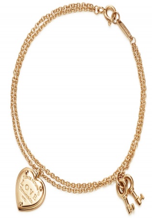 Tiffany & co. love heart tag key pend 18k rose gold bracelet