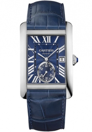 Cartier tank mc automatic stainless steel & alligator strap watch