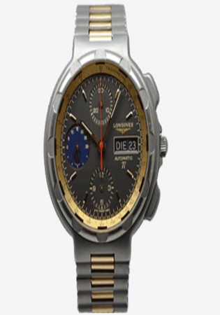 Longines conquest automatic ti chronograph titanium gold german calendar moonphase