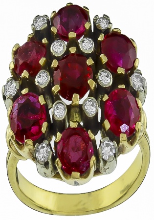 Vintage 4.00ct ruby diamond 18k gold ring