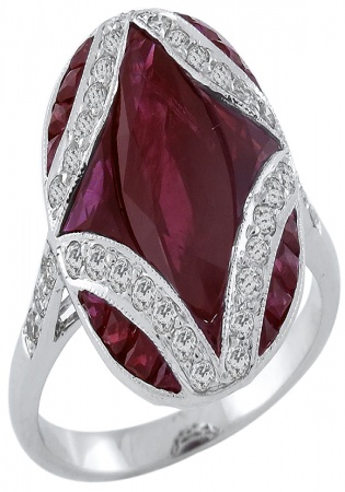 Antique style 3.50ct ruby 0.70ct diamond ring