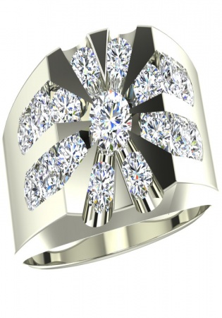 14k white gold men's cluster diamond ring 1.0 ctw by smg