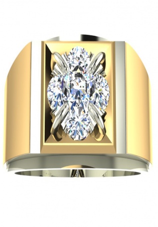 Ibg men’s 10k two tone diamond multi cluster with satin finish and rhodium accent