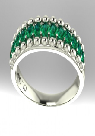 Christian dior emerald set in 14k white band ring