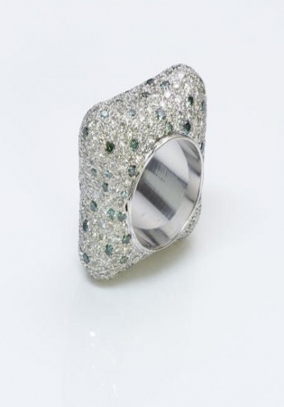Pave diamond 18k white gold eternity band ring