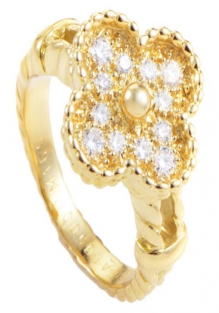 Van cleef & arpels vintage alhambra yellow gold diamond ring