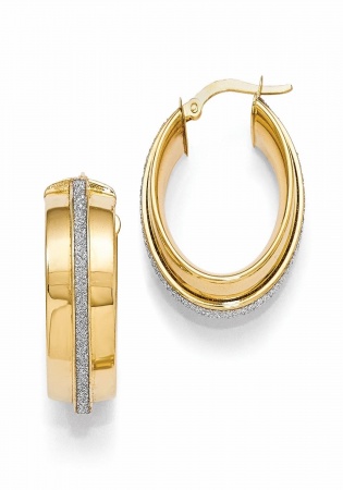 14k polished glimmer-infused hinged hoop earrings