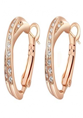 Fashayay fashion 18k rose gp cz diamond hoop pierced earring