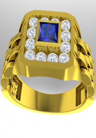 Milan & ruby diamond blue sapphire watch style design-vintage ring 18k gold white