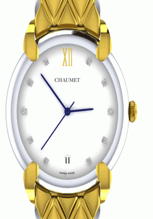 Chaumet elysees quartz watch 18k yellow gold /ss white dial diamond