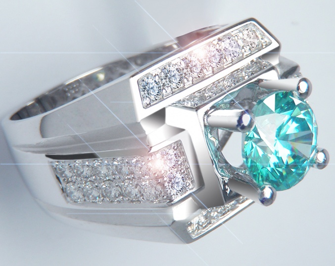 585 diamond natural italy men' ring swarovsky zirconia blue center stone md120667 H0