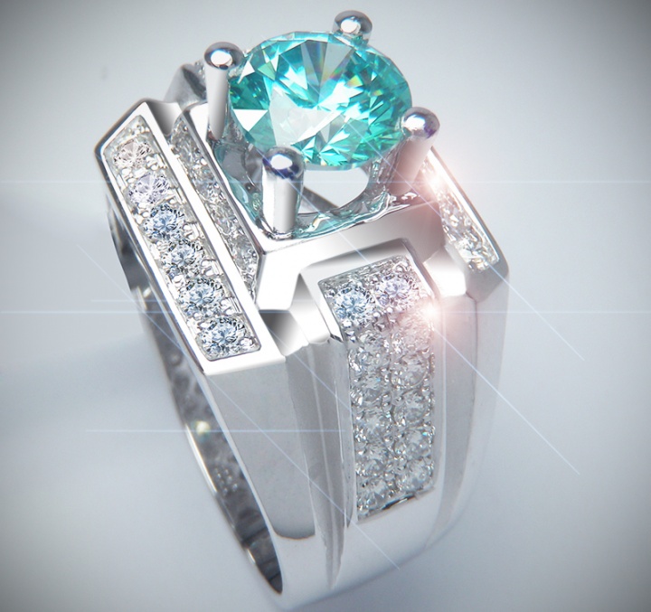 585 diamond natural italy men' ring swarovsky zirconia blue center stone md120667 H1
