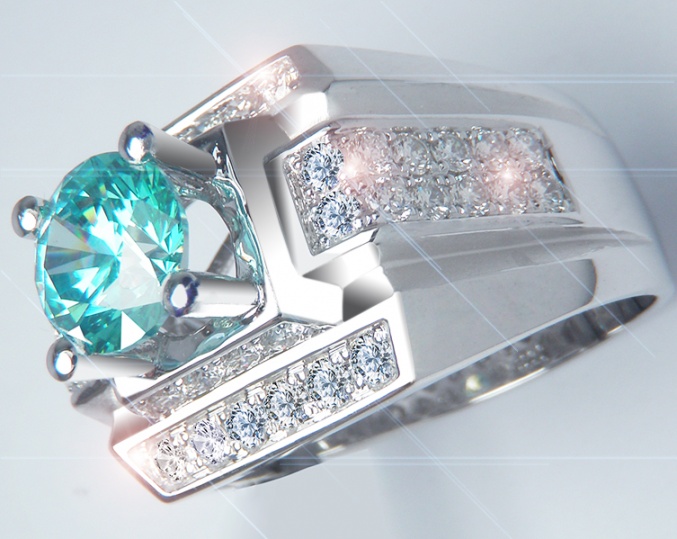 585 diamond natural italy men' ring swarovsky zirconia blue center stone md120667 H2