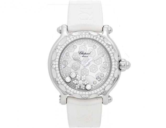 Chopard happy sport snowflake stainless steel and white gold women' watch H0