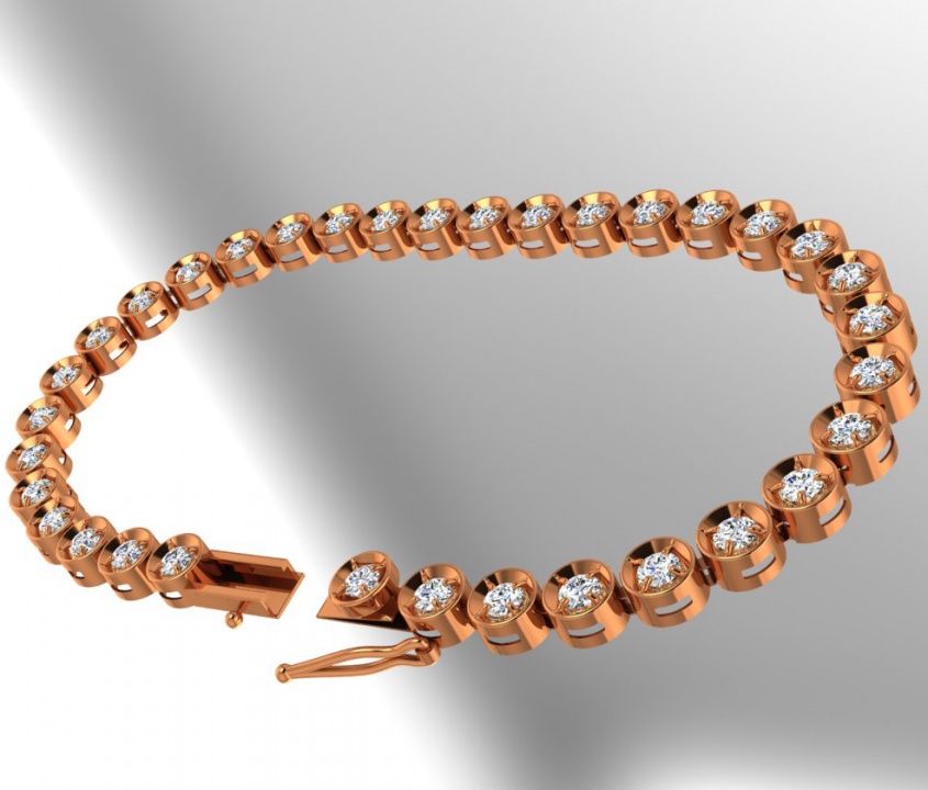 Diamond carat k18 rose gold bracelet jptd3.00c color f vvs1 H0