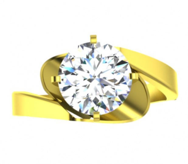 Round diamonds 14k gold solitaire women’ ring made in france H0