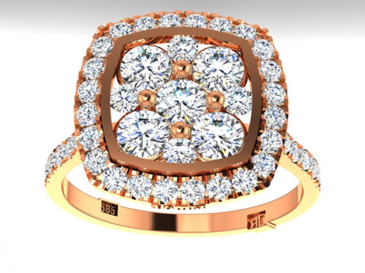 18th anniversary ronaldo diamond handmade shaped halo limited edition collection diamond natural 750 rose gold women' ring H3