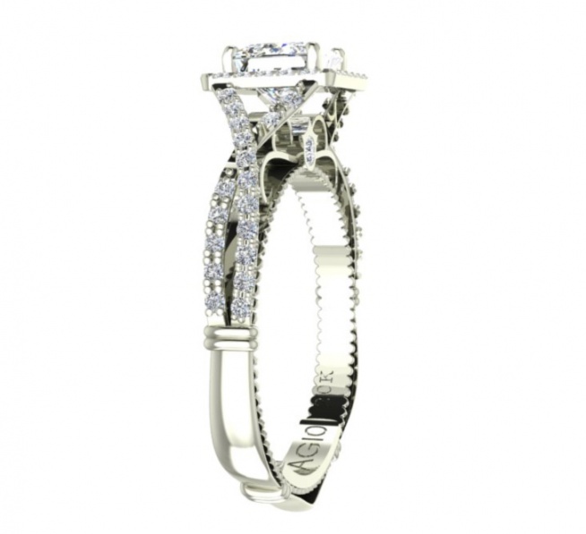 Verragio parisian diamond princess halo 20k white gold engagement women' ring H0