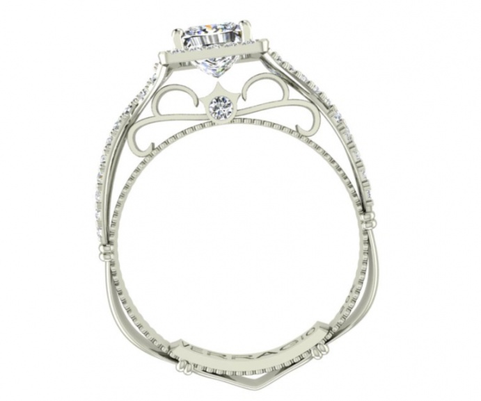 Verragio parisian diamond princess halo 20k white gold engagement women' ring H2