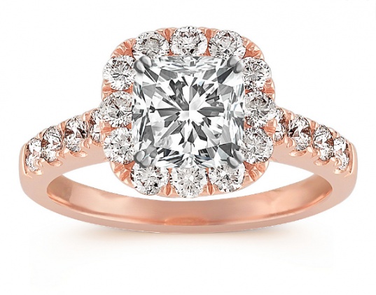 Shane co halo diamond engagement ring in 14k rose gold H0