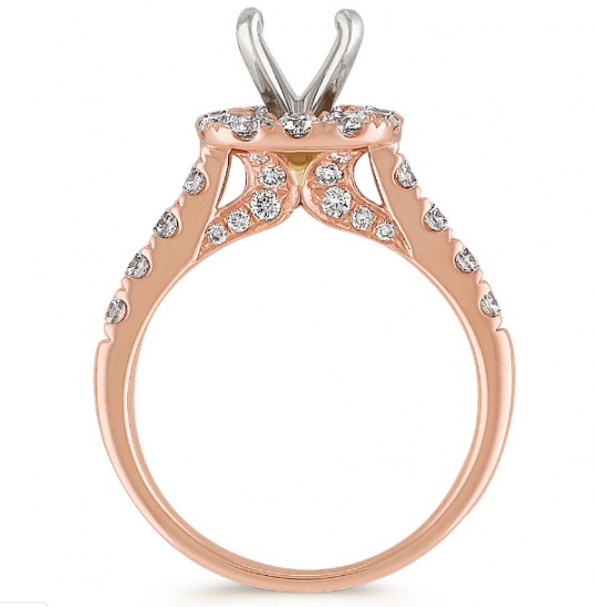 Shane co halo diamond engagement ring in 14k rose gold H2