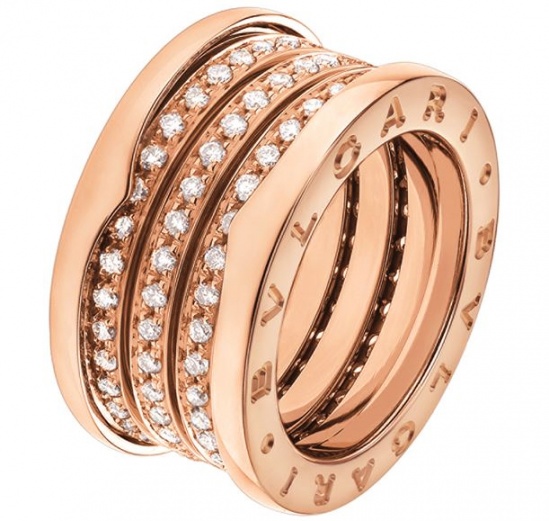 Bvlgari bulgari rose gold and diamond b.zero1 ring H0