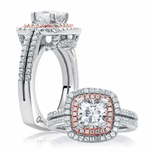 A. jaffe art deco two-tone diamond engagement ring setting H0