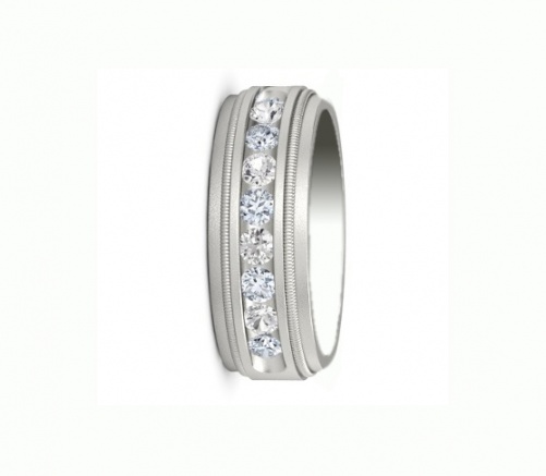 Men's 1/2 ct. t.w. diamond channel milgrain band in 14k white gold made by zales H0
