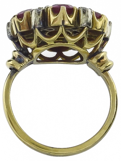 Vintage 4.00ct ruby diamond 18k gold ring H0