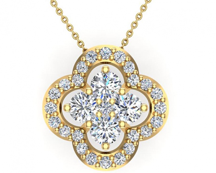 0.80 ct tw loop style flower cluster diamonds necklace 18k gold g,vs H0
