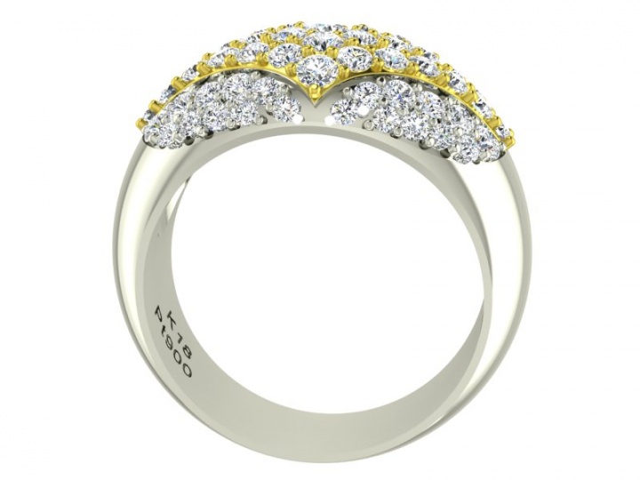 Van cleef arpels dome diamond unisex ring set in k18 and platinum H0