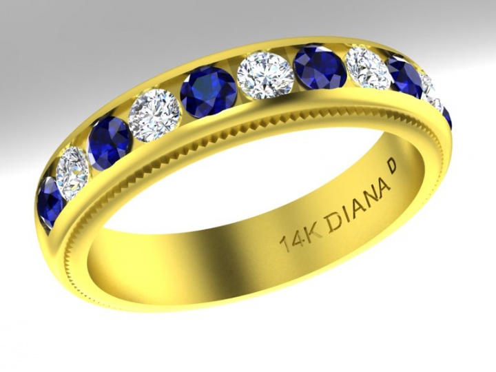 Milan ruby diana diamond sapphire anniversary milgrain ring 14k gy H0