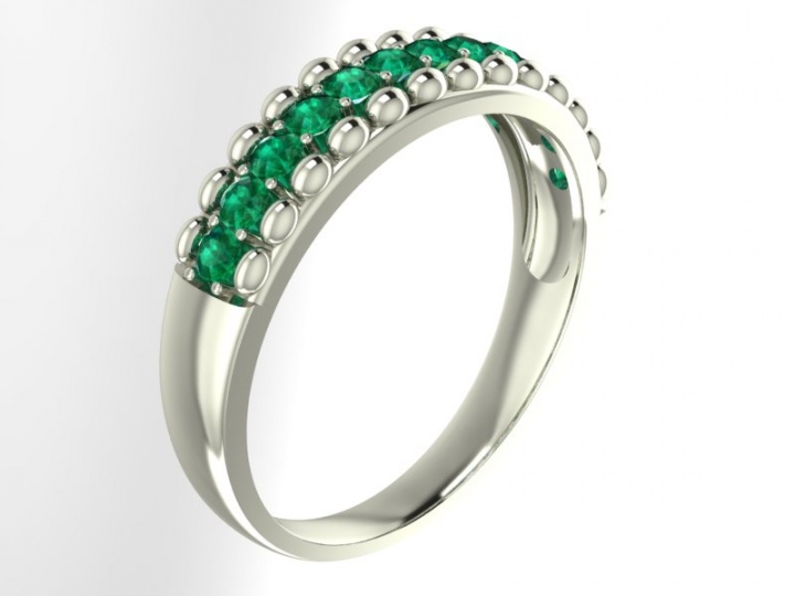 Christian dior emerald set in 14k white band ring H0