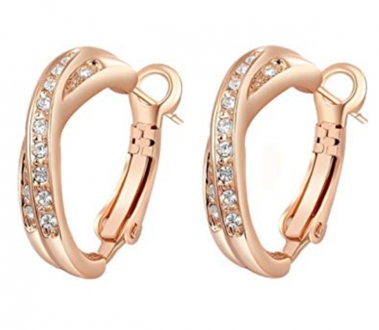 Fashayay fashion 18k rose gp cz diamond hoop pierced earring H0