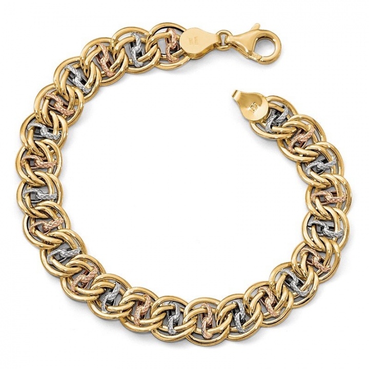 Leslie's leslie's 14k tri-color polished & textured fancy link necklace H0