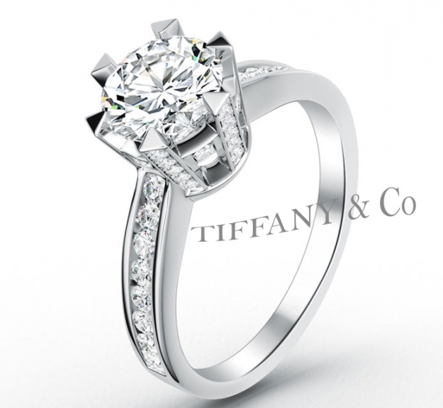 Pt900 fine round diamonds set royal crown six-prongs channel solitaire vitntage-style ring H0