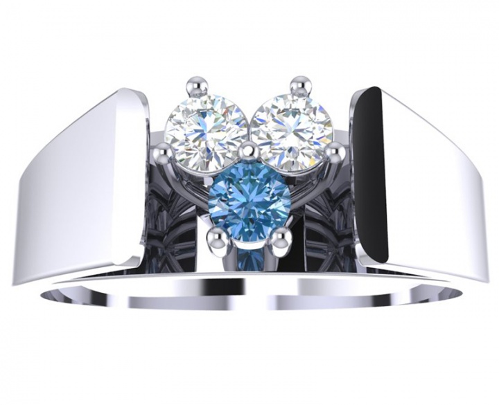 Christian dior diamond round diamond blue and white vintage ring three