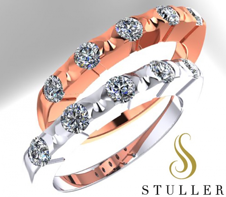 Stuller partial bezel set diamond wedding band ring 14k gold white H0