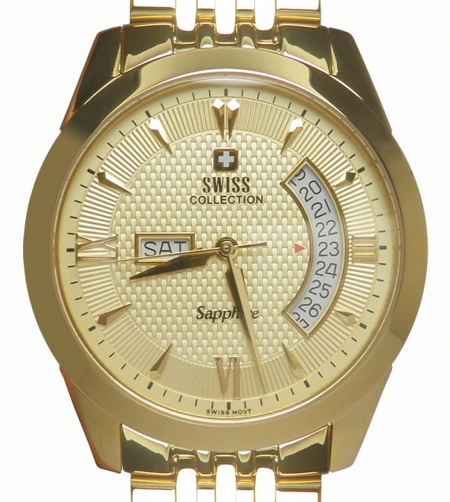 Swiss collection date day quartz gold plated pvd watch 685745m watch H0