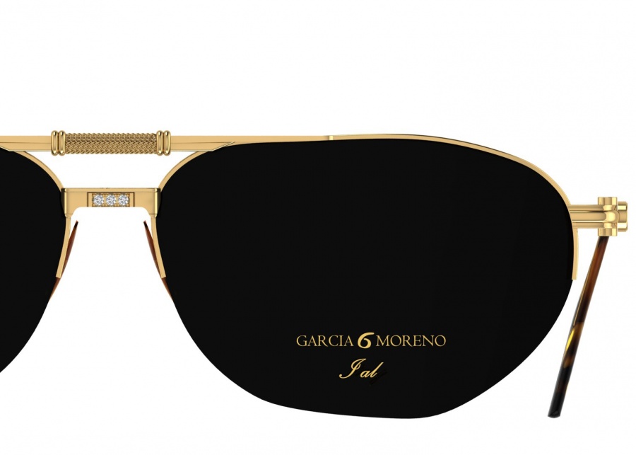 Garcia moreno half rim diamond 18k solid gold yellow sunglasses H0