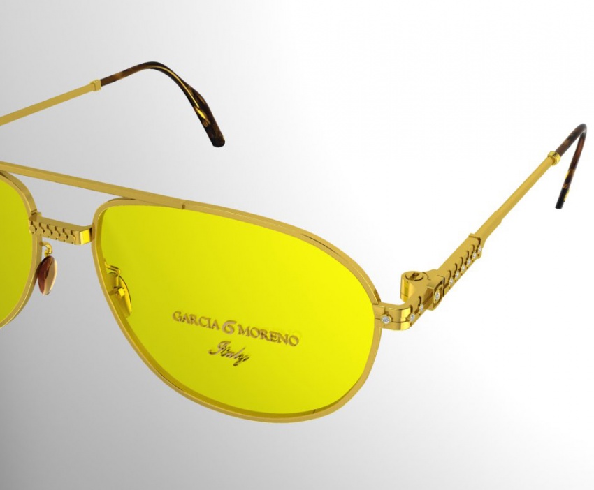 Garcia moreno angelo round cut diamond bezel set 18k gold sunglasses H0