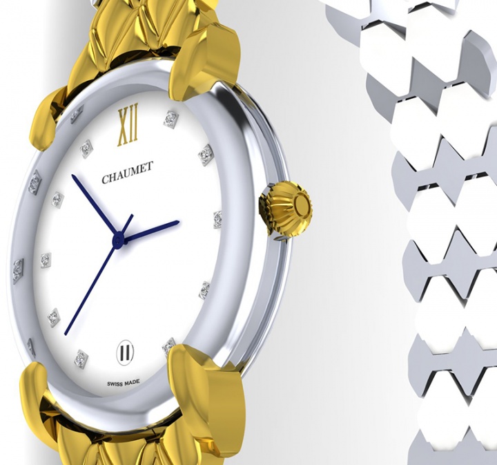 Chaumet elysees quartz watch 18k yellow gold /ss white dial diamond H0